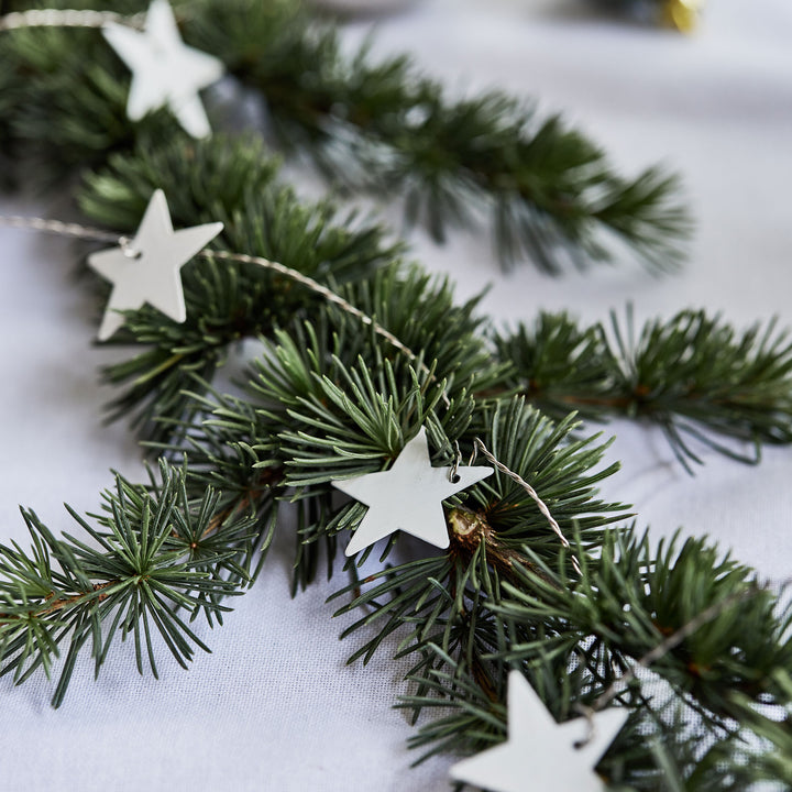 Star Hammered Metal Garland - White