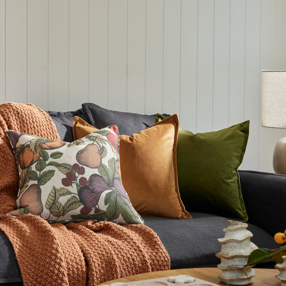 Mira Velvet Cushion - Toffee - Madras Link