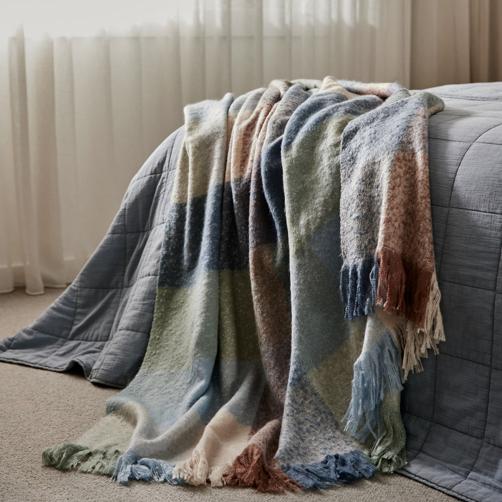 Dana Spruce Brushed Check Throw - Madras Link