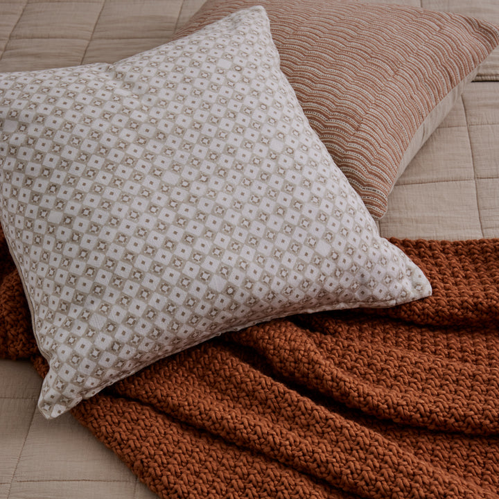 Samira Neutral Diamond Block Print Cushion