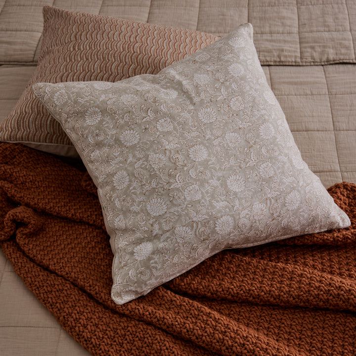 Delilah Neutral Floral Block Print Cushion