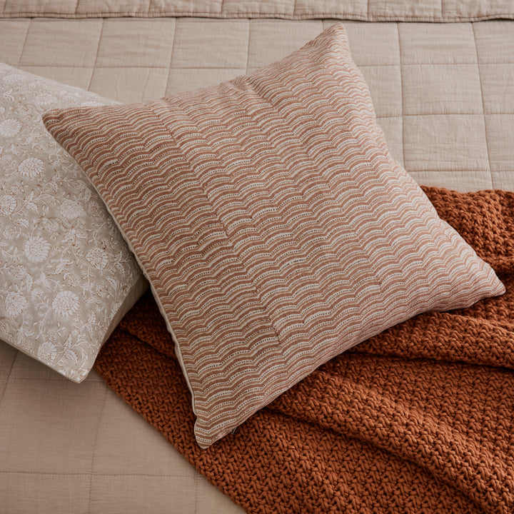 Neera Rust Scallop Block Print Cushion