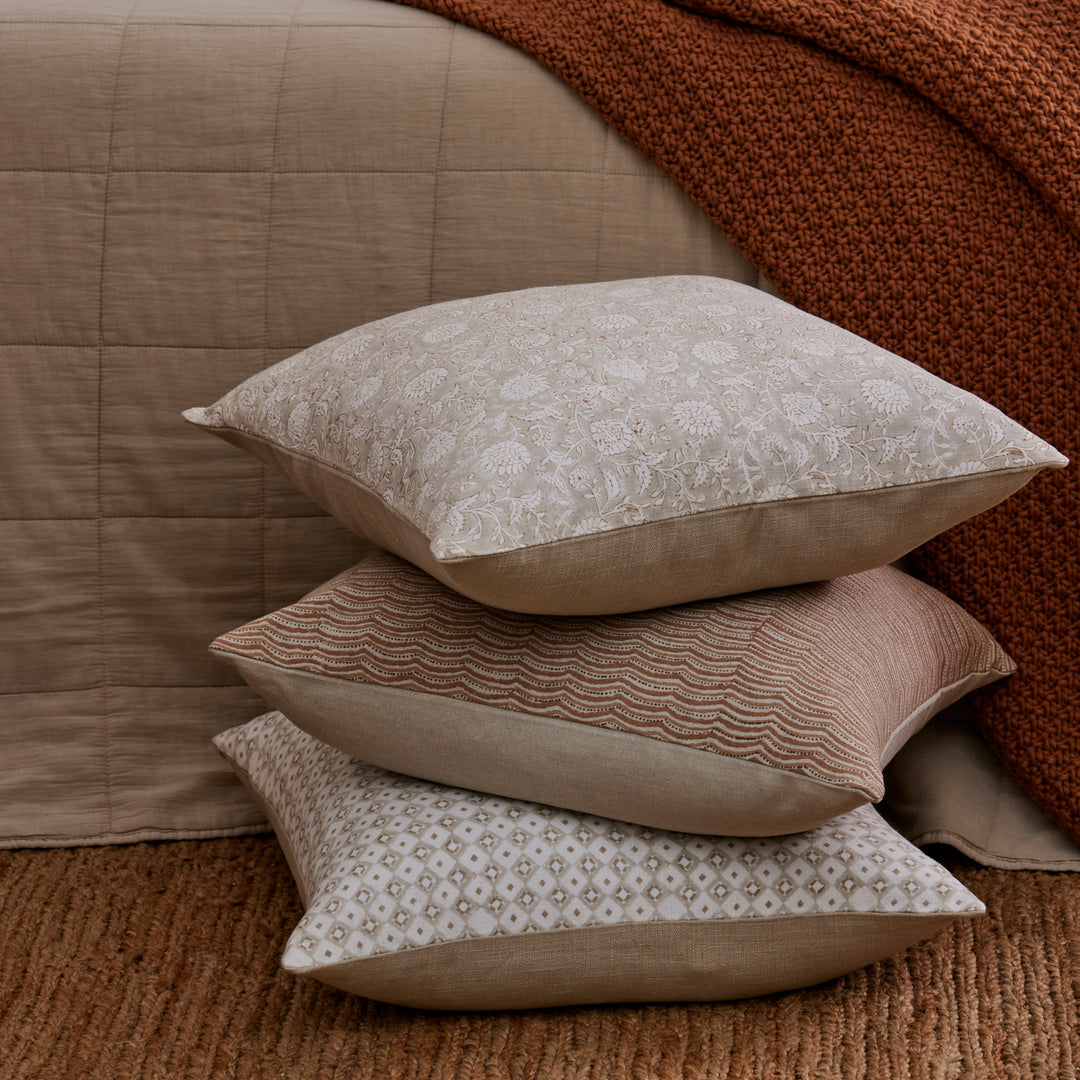 Samira Neutral Diamond Block Print Cushion
