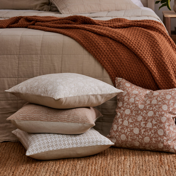 Delilah Rust Floral Block Print Cushion
