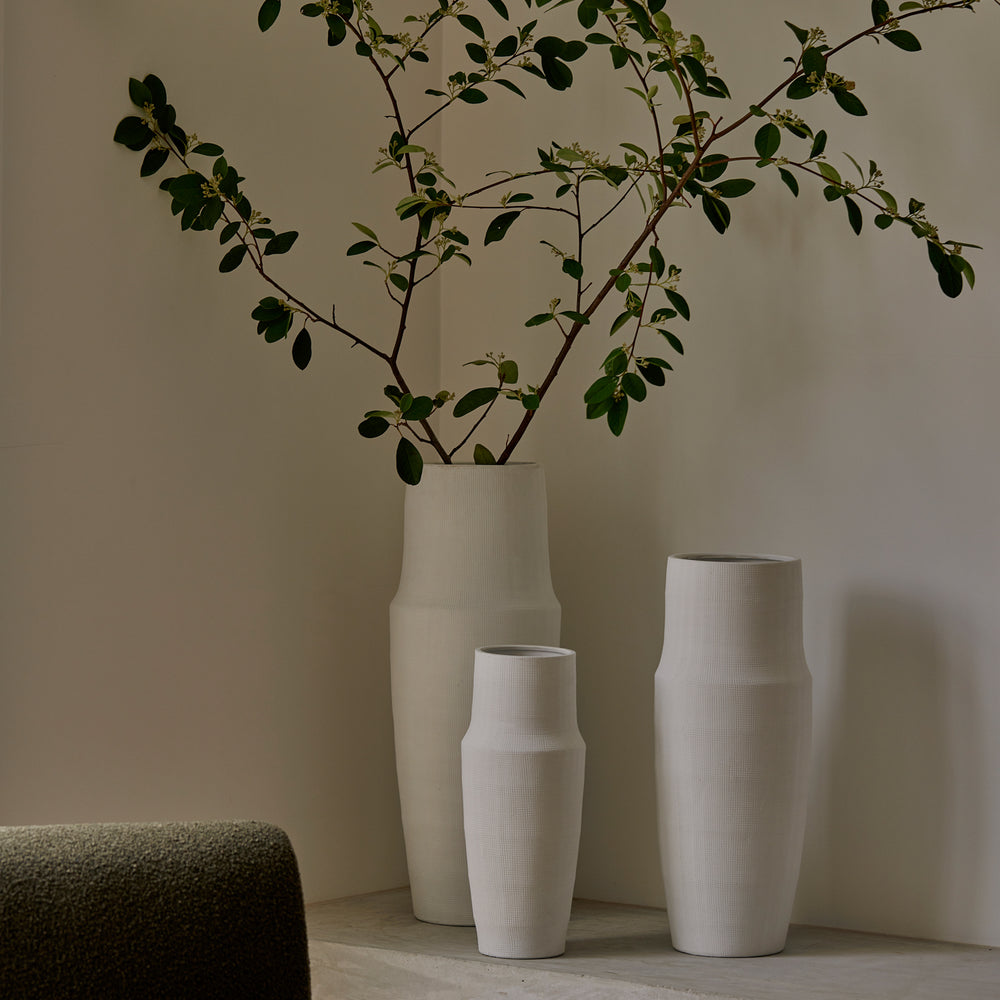 Nelson White Textured Vase Large - Madras Link