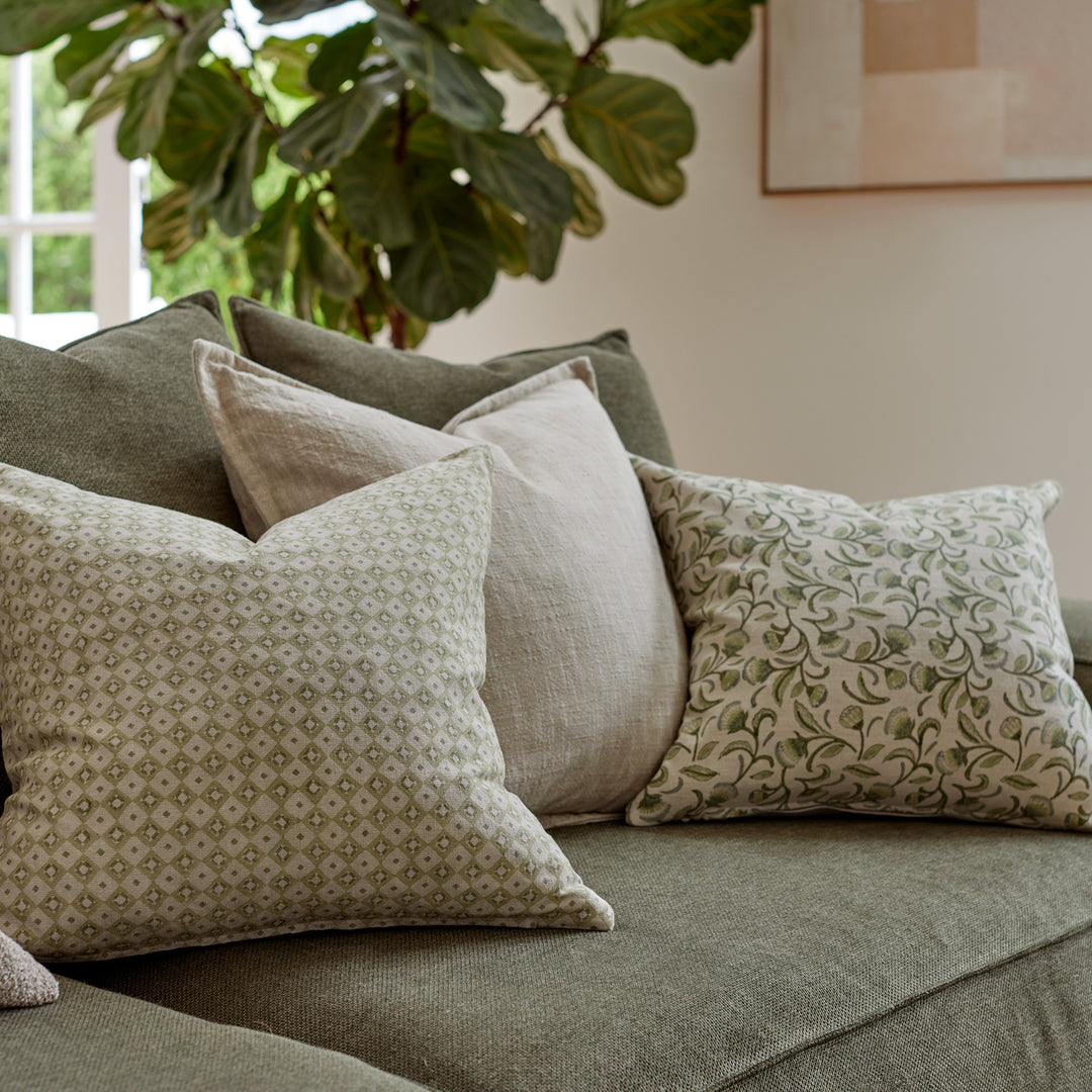 Samira Green Diamond Block Print Cushion - Madras Link