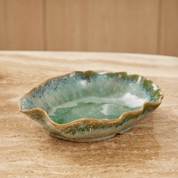 Alba Green Glazed Decorative Plate - Madras Link
