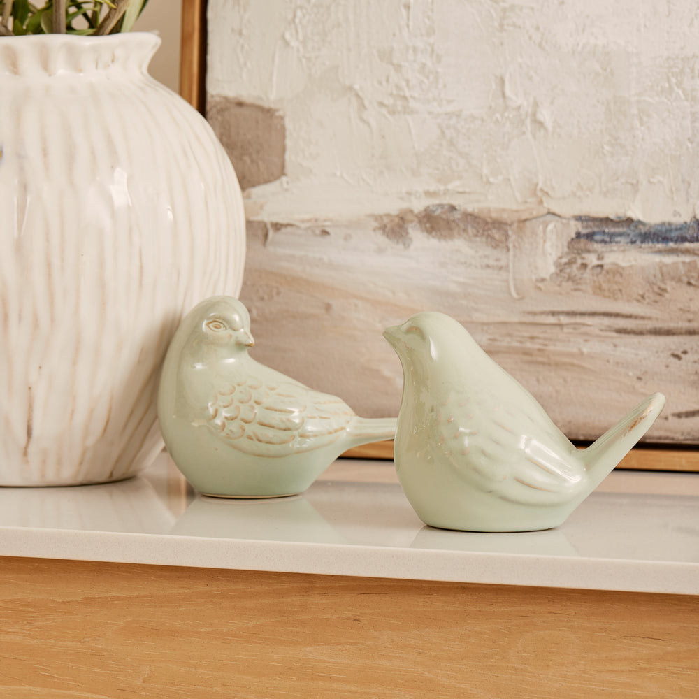 Swallow Ceramic Bird Light Green Set of 2 - Madras Link