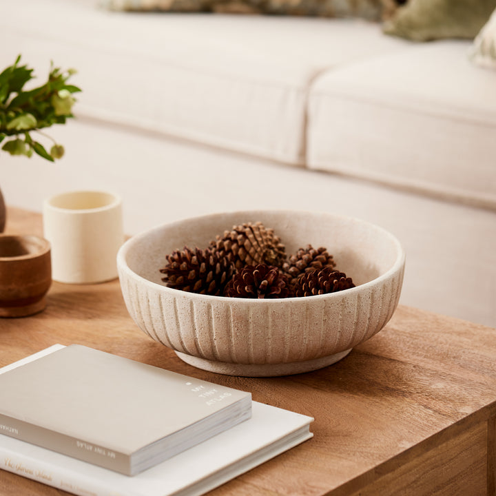 Cyrus Textured Natural Decorative Bowl - Madras Link