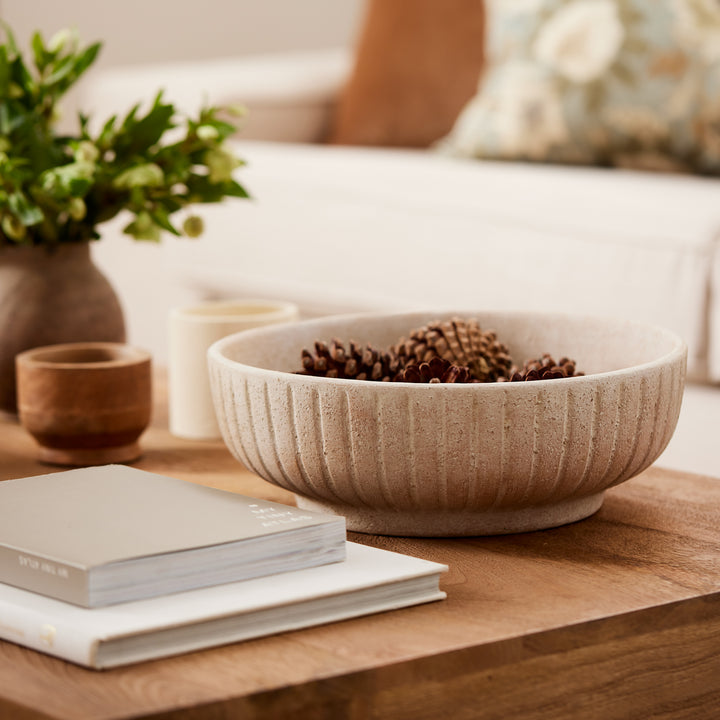 Cyrus Textured Natural Decorative Bowl - Madras Link