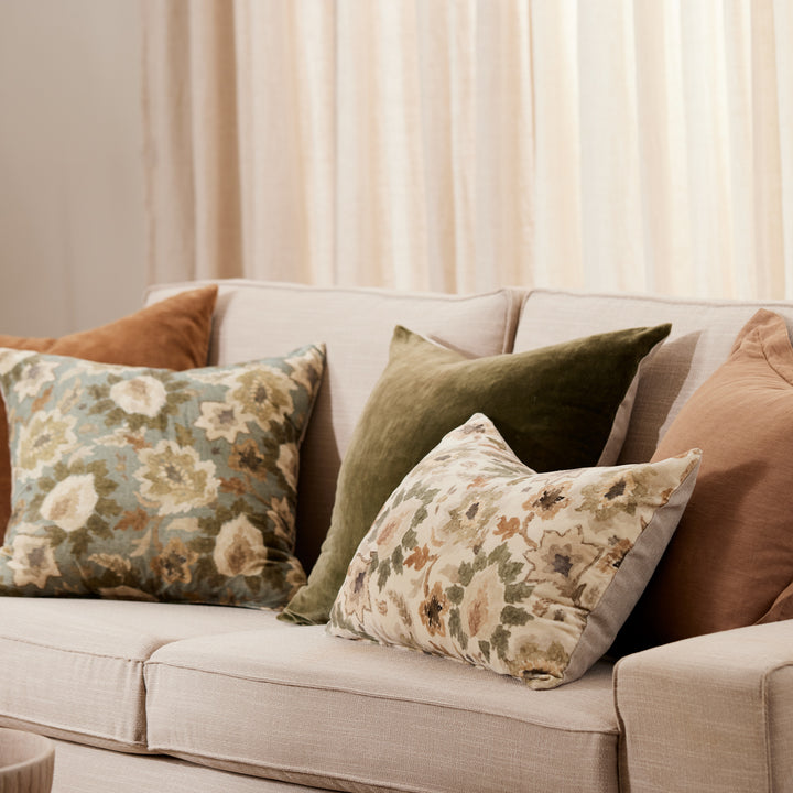 Griffith Taupe/Olive Velvet Cushion - Madras Link