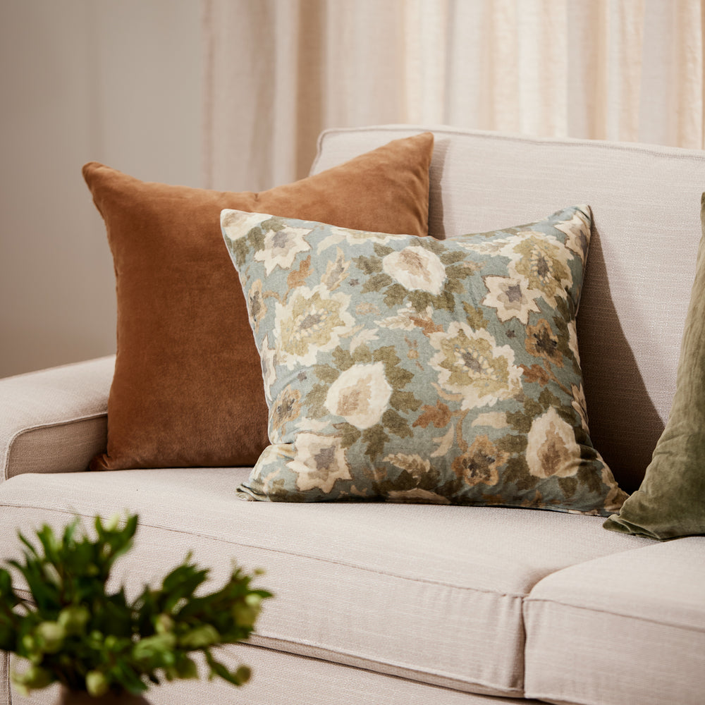 Griffith Olive Velvet Cushion - Madras Link