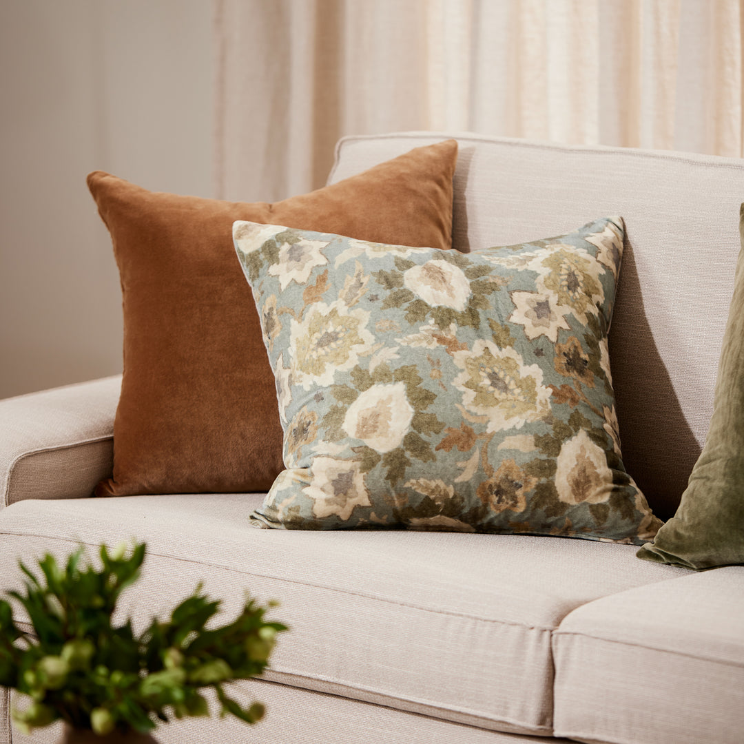 Griffith Olive Velvet Cushion - Madras Link
