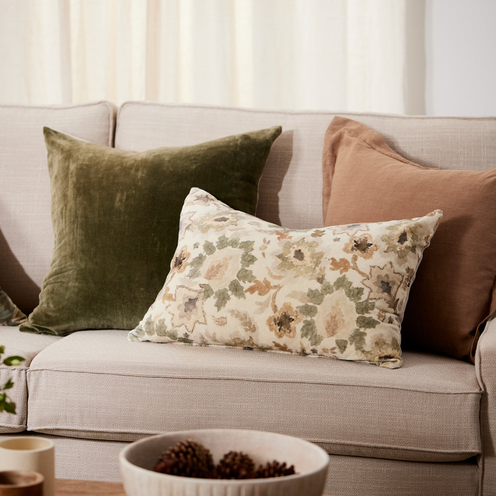 Griffith Taupe/Olive Velvet Cushion - Madras Link