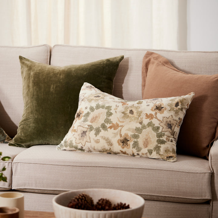 Griffith Taupe/Olive Velvet Cushion - Madras Link