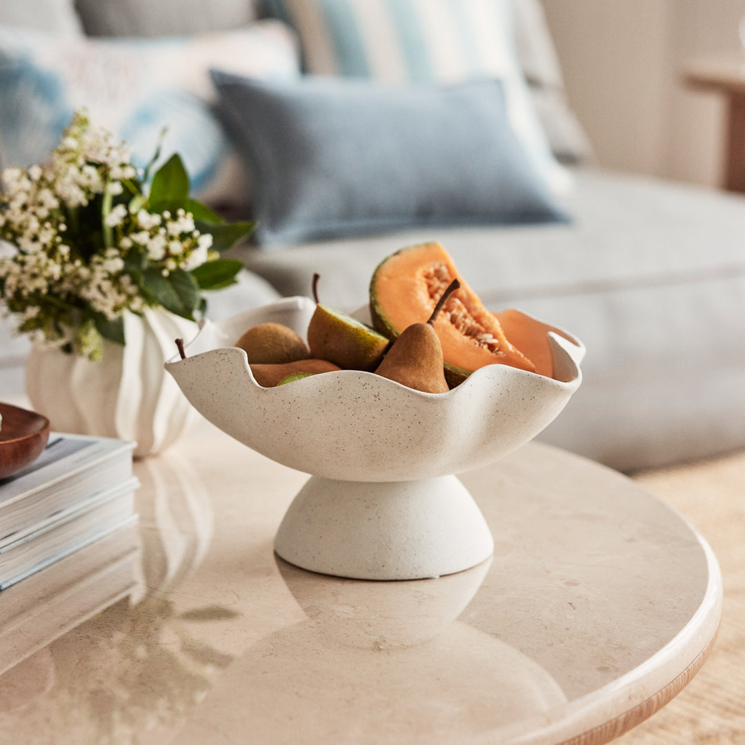 Ripple White Pedestal Bowl