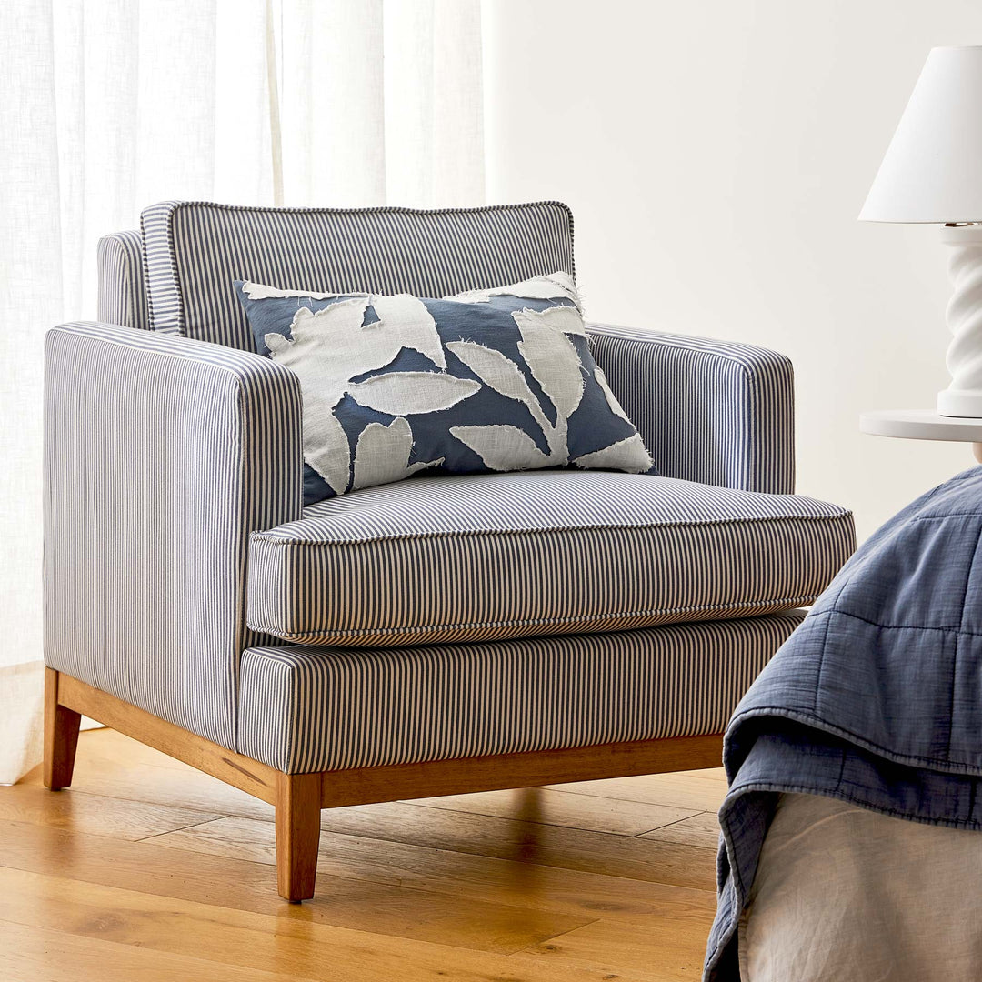 Morris Blue Stripe Occasional Chair - Madras Link