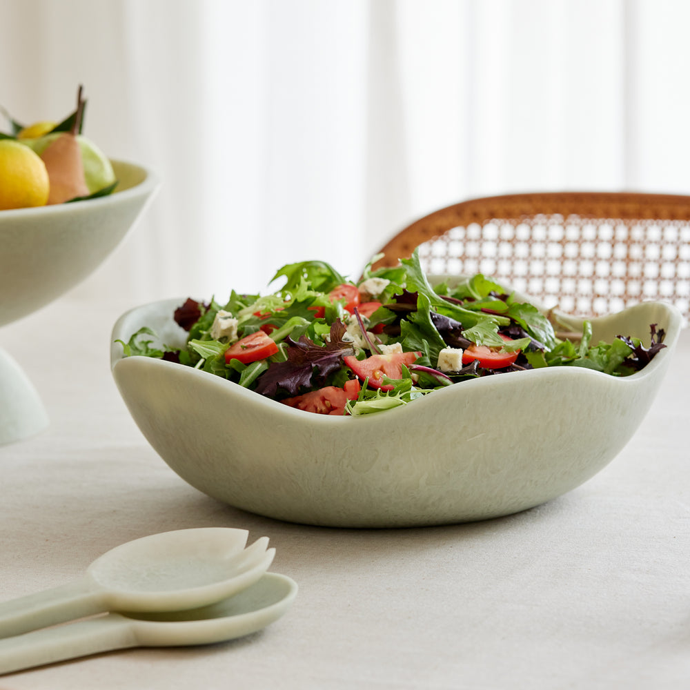 Aries Sage Green Wavy Resin Salad Bowl - Madras Link
