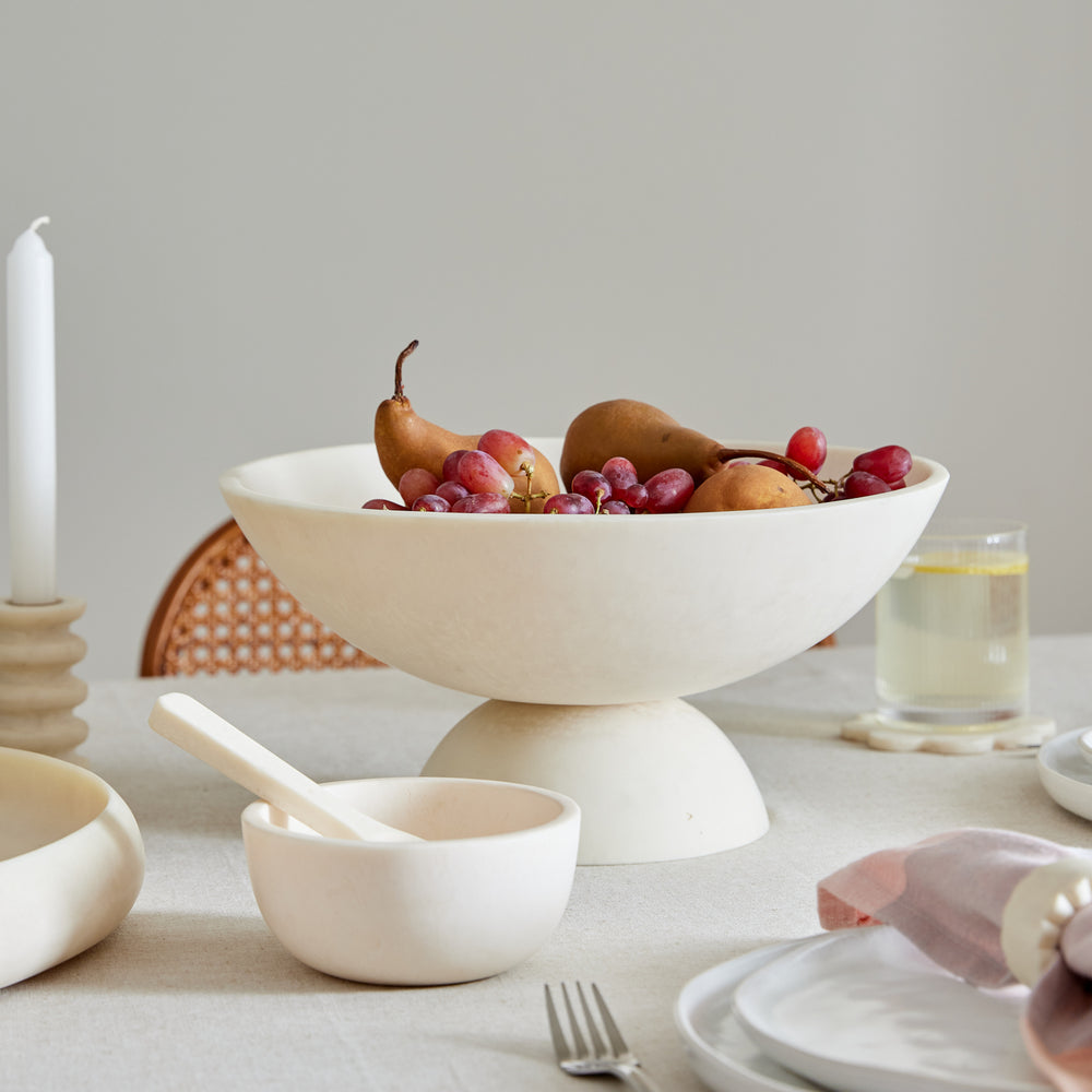 Aries Cream Resin Pedestal Bowl - Madras Link