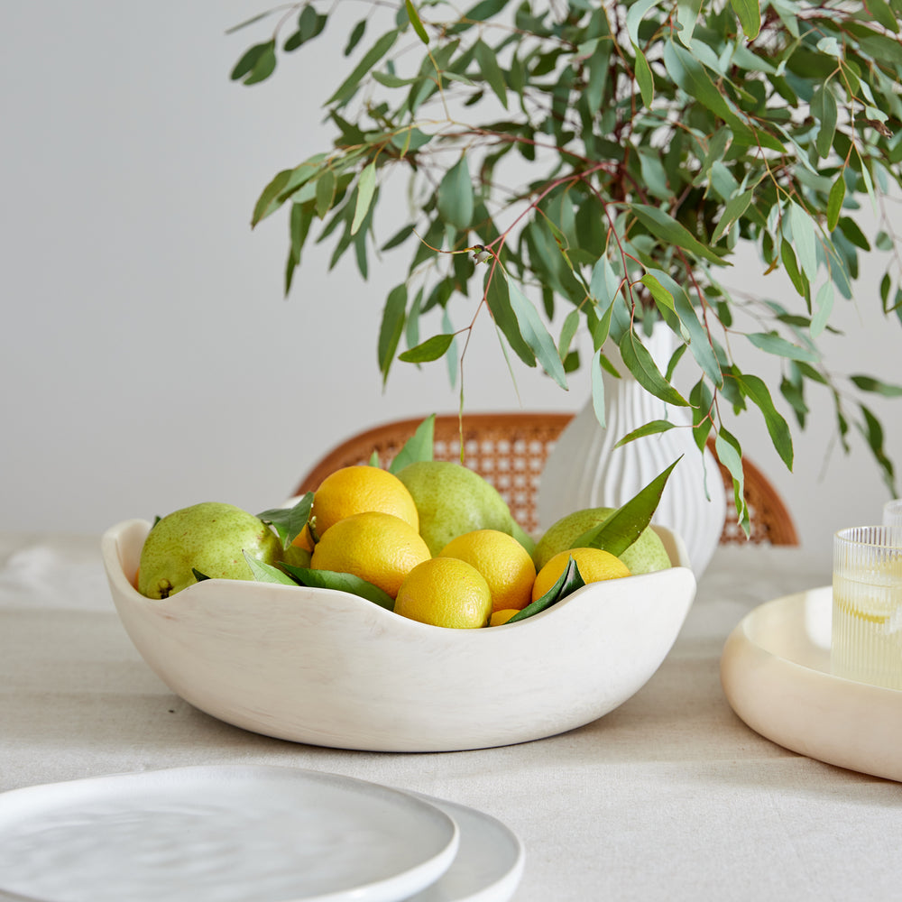 Aries Cream Wavy Resin Salad Bowl - Madras Link