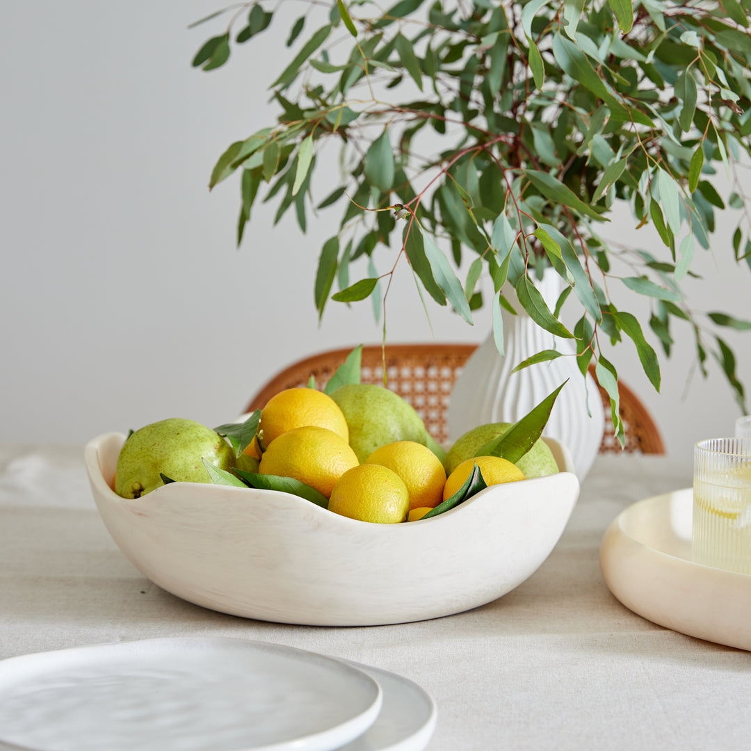 Aries Cream Wavy Resin Salad Bowl - Madras Link