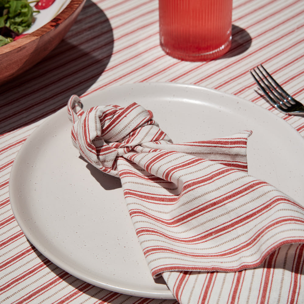 Carol Red Stripe Napkin Set of 4 - Madras Link