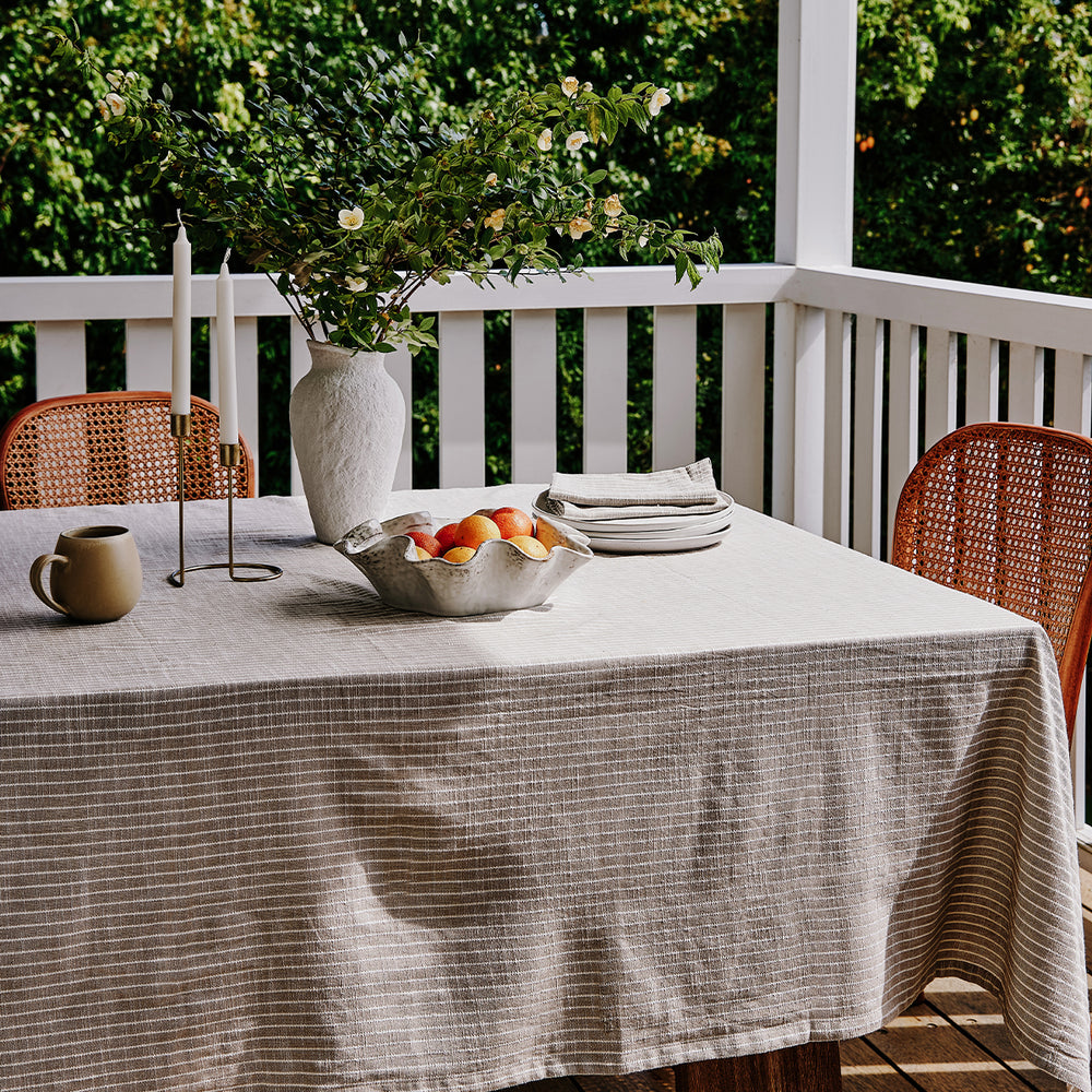 Bowral Neutral Stripe Apron + Glove Set - Madras Link