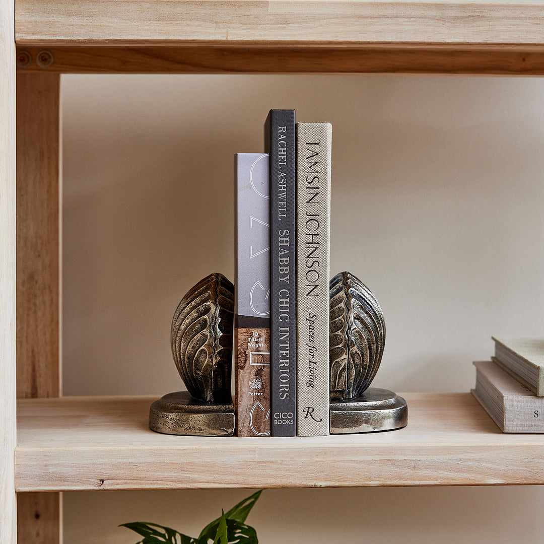 Scallop Shell Silver Bookend Set