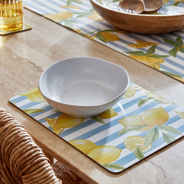 Lemon Stripe Rectangular Placemat - Set of 4 - Madras Link