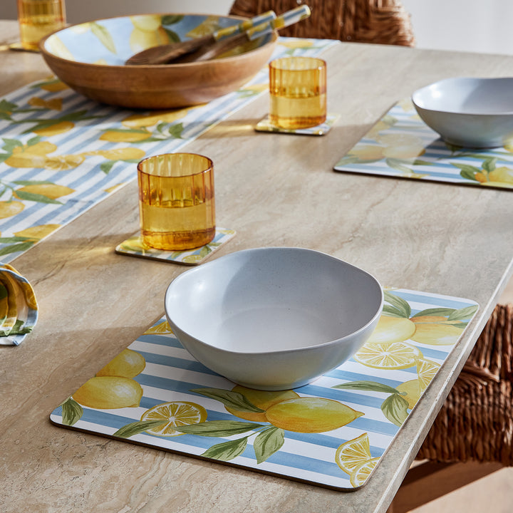 Lemon Stripe Rectangular Placemat - Set of 4 - Madras Link