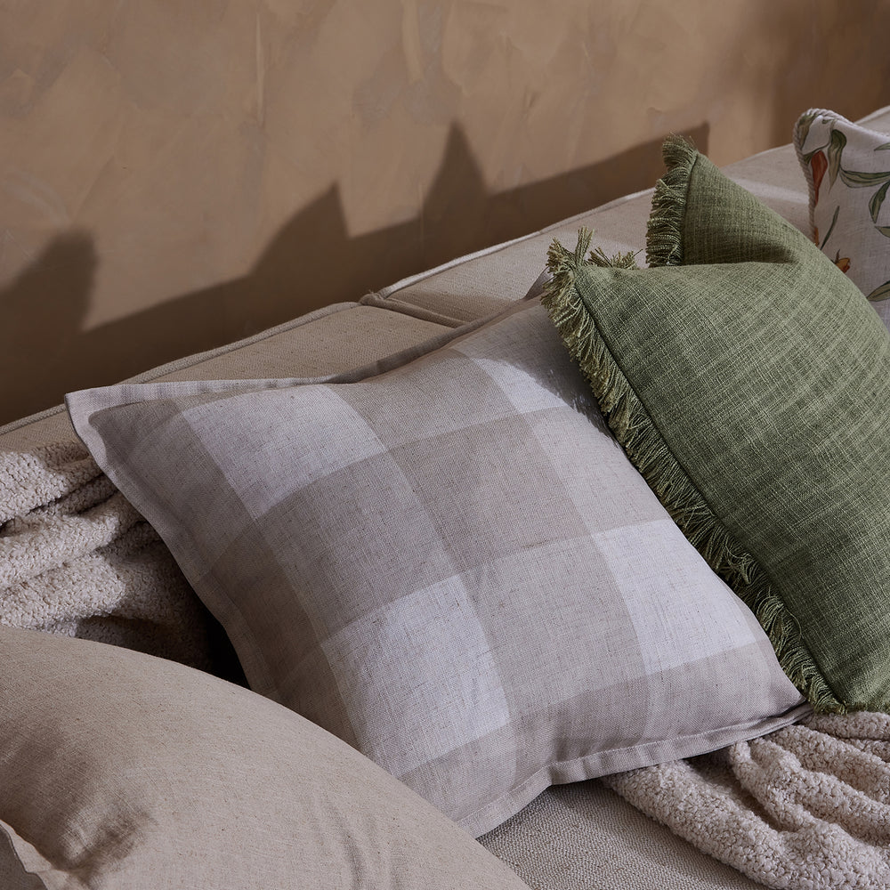 Allcott Neutral Check Cushion - Madras Link