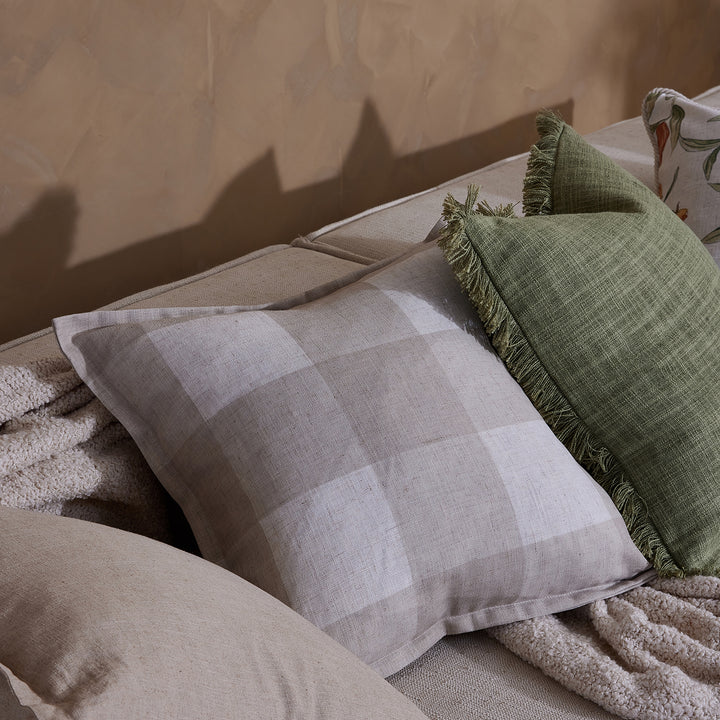 Allcott Neutral Check Cushion - Madras Link
