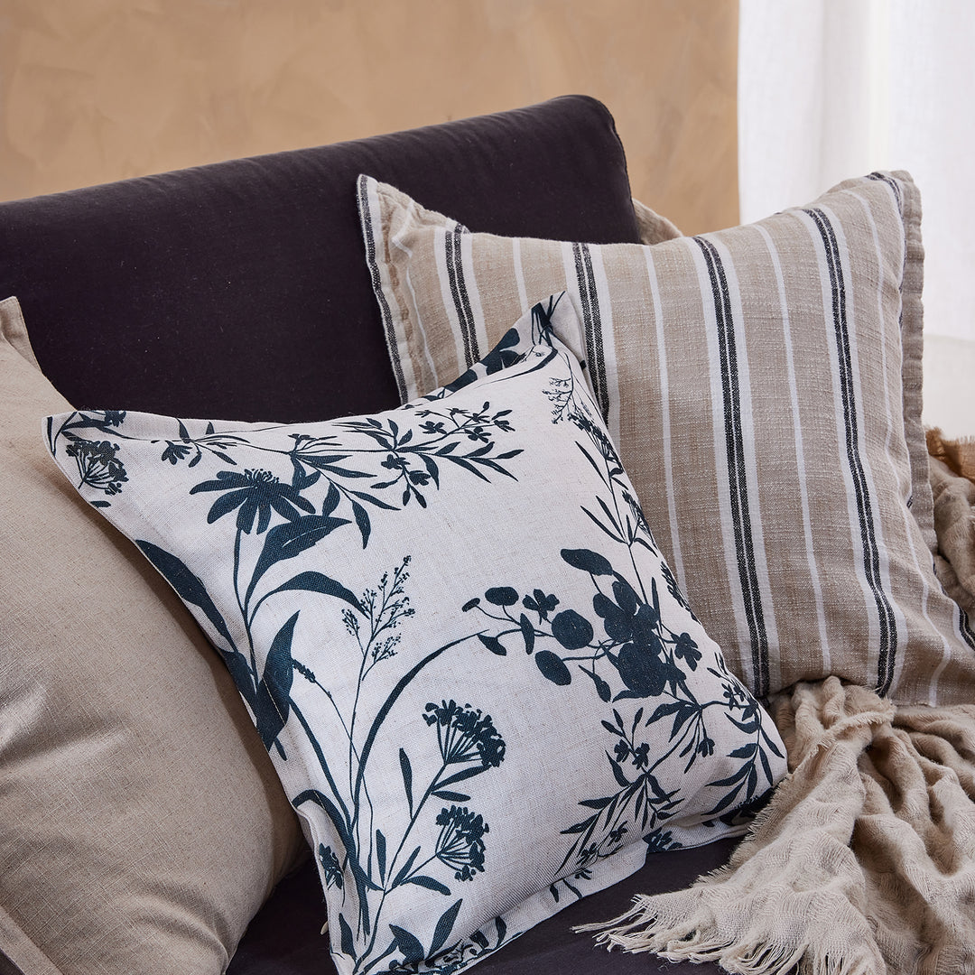 Darcy Oatmeal/Charcoal Woven Stripe Cushion