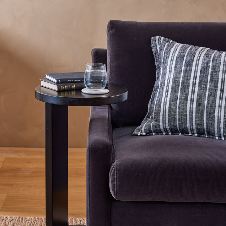 Darcy Charcoal/Oatmeal Woven Stripe Cushion