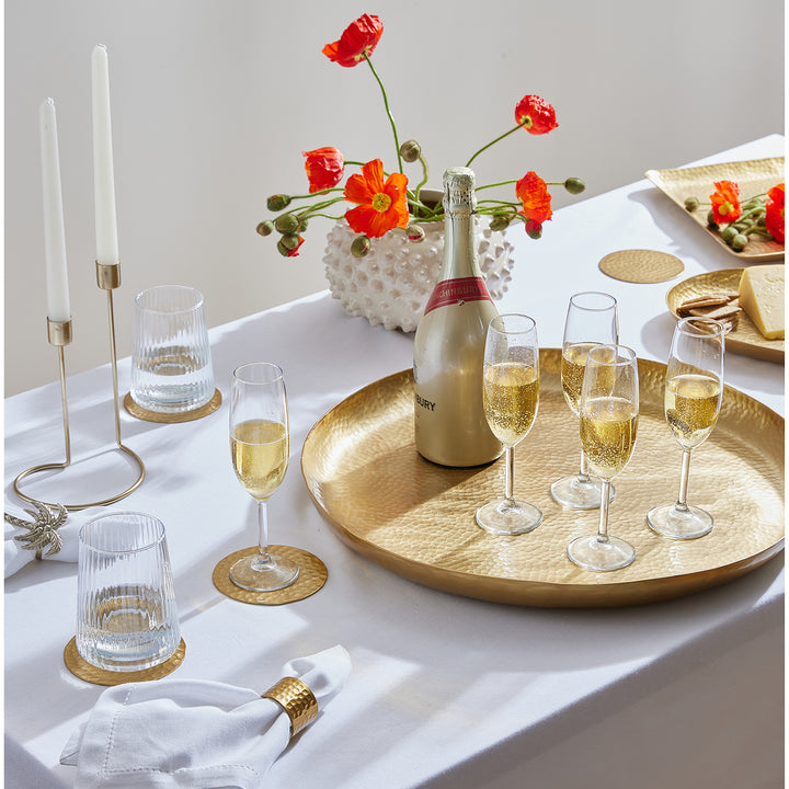 Alma Gold Beaten Napkin Ring Set Of 4 - Madras Link