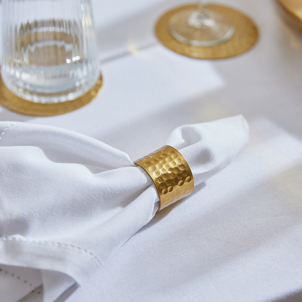 Alma Gold Beaten Napkin Ring Set Of 4 - Madras Link