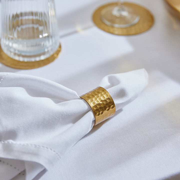 Alma Gold Beaten Napkin Ring Set Of 4 - Madras Link