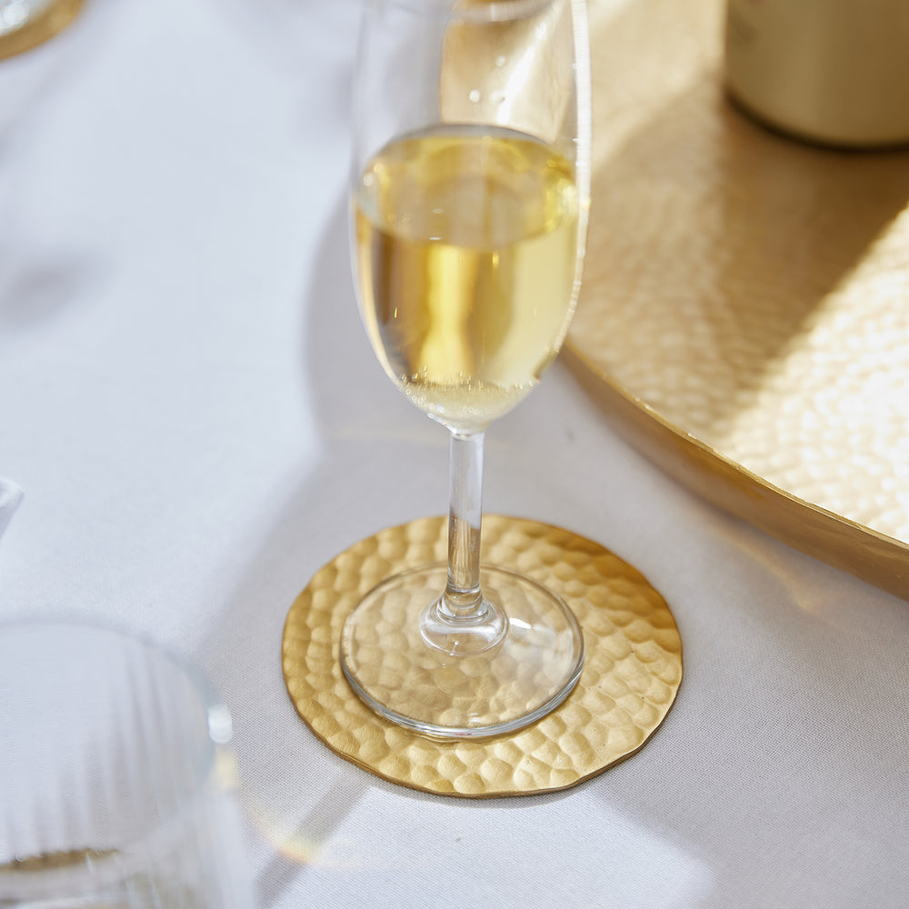 Alma Gold Beaten Coaster Set Of 4 - Madras Link