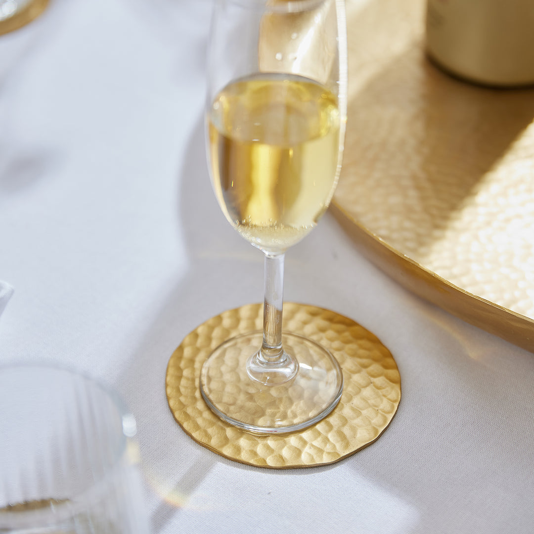 Alma Gold Beaten Coaster Set Of 4 - Madras Link