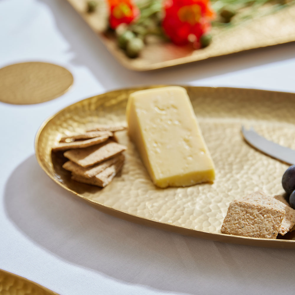 Alma Gold Beaten Oval Tray - Madras Link