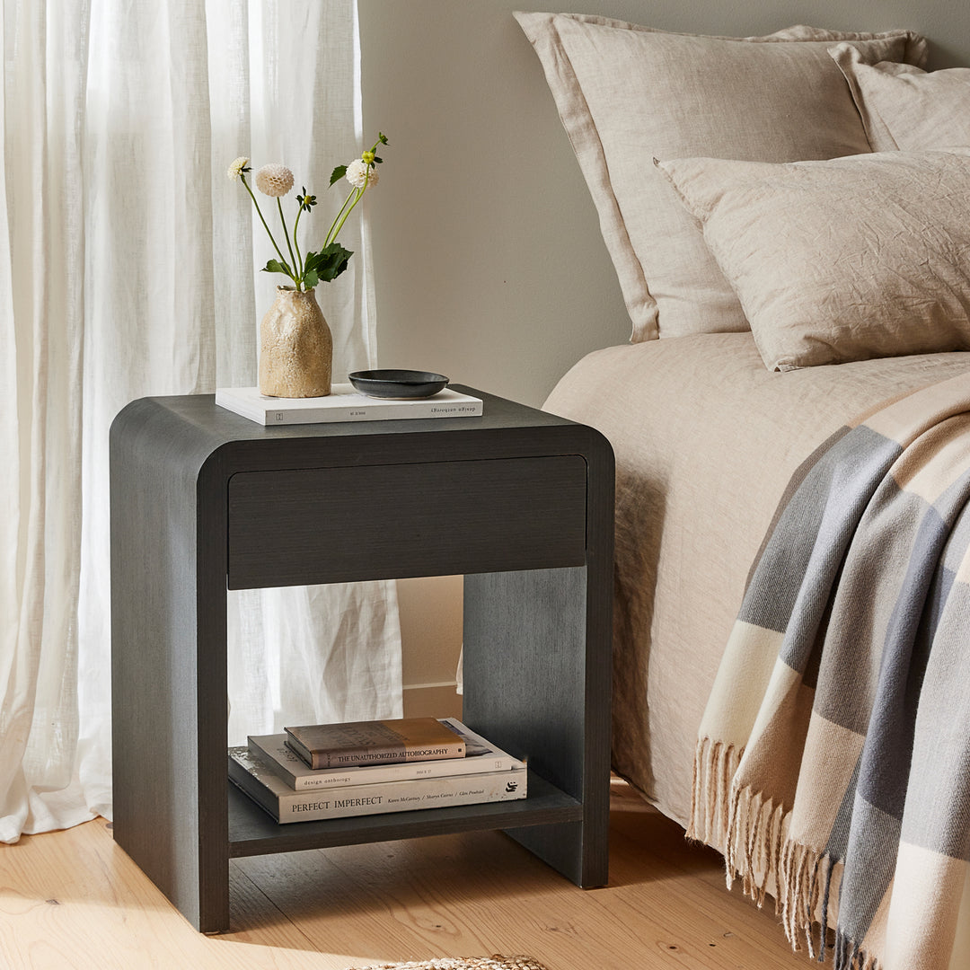Nolan Black Bedside Table - Madras Link