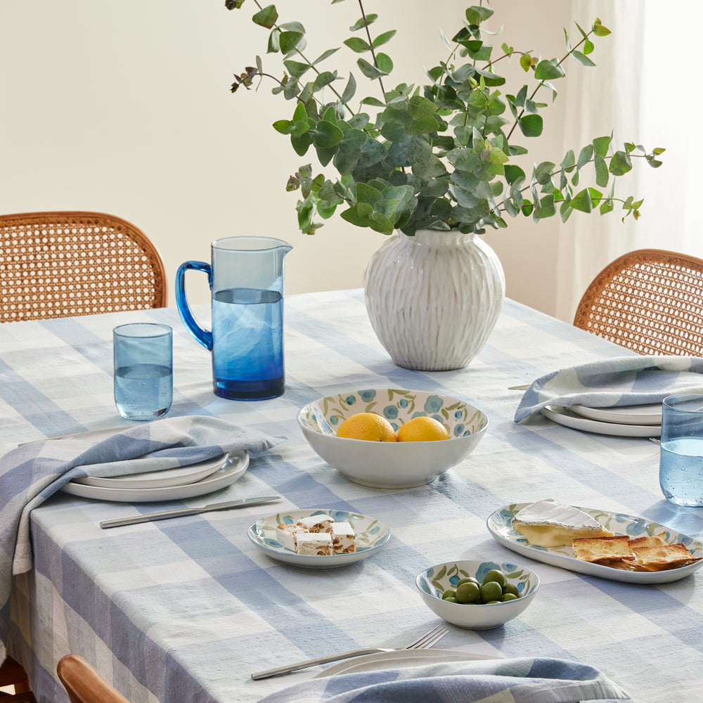 Isaac Blue/Seafoam Check Tablecloth - Madras Link