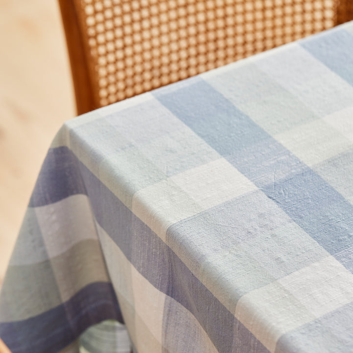 Isaac Blue/Seafoam Check Tablecloth - Madras Link