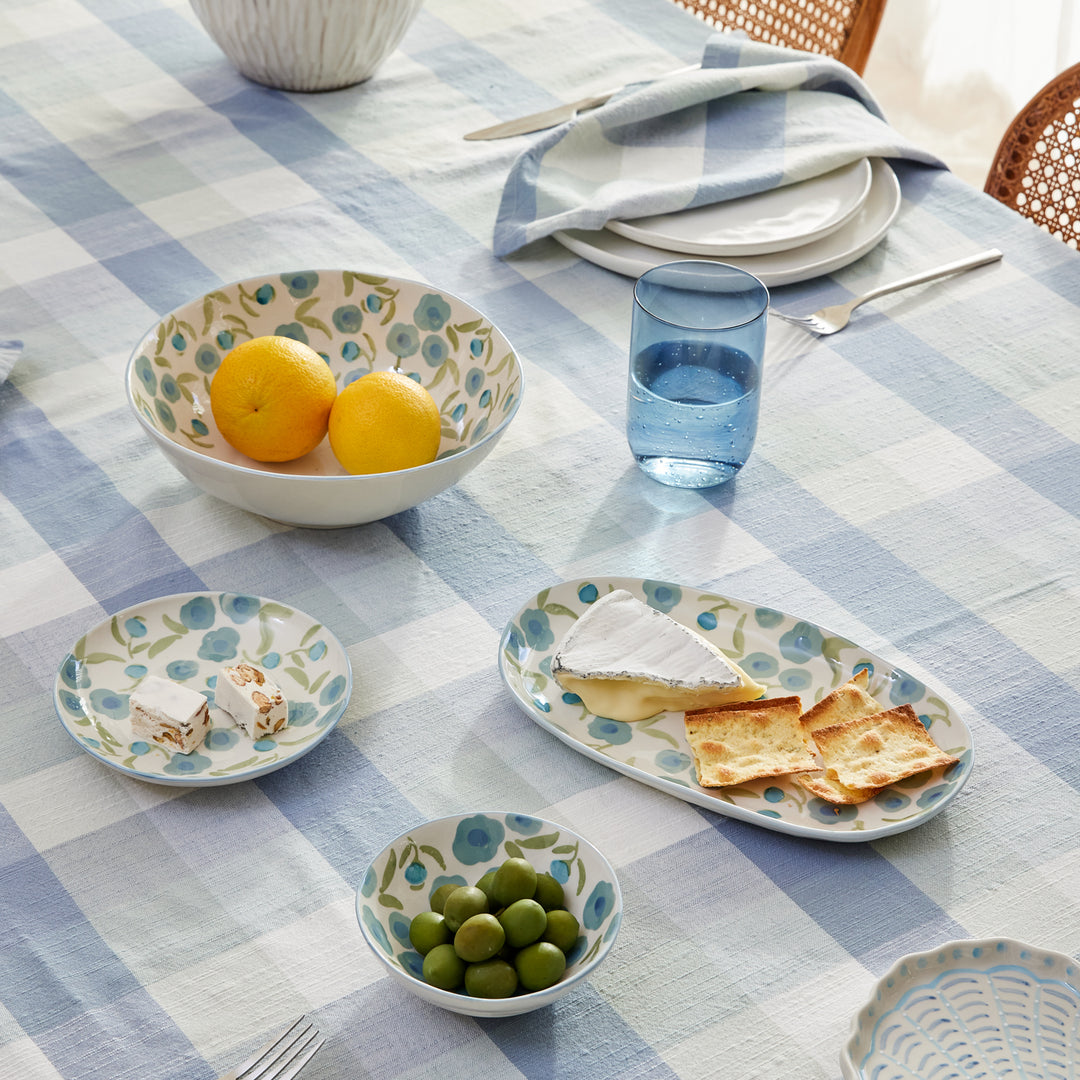 Lillian Blue/Green Oval Platter - Madras Link