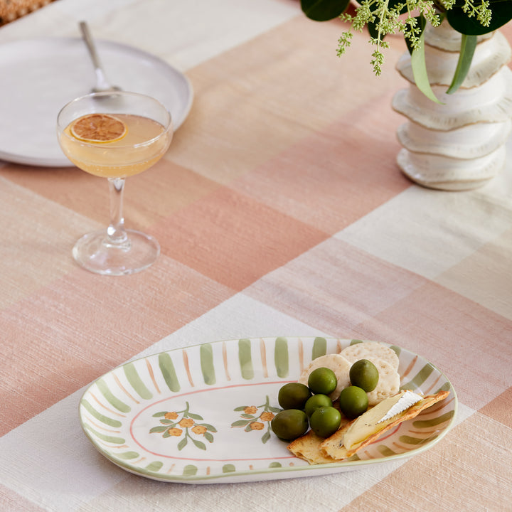 Camille Pink/Green Oval Platter - Madras Link