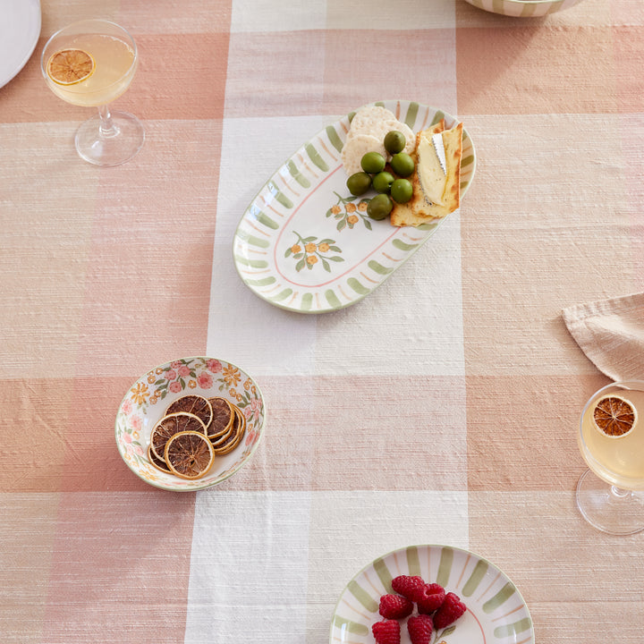 Camille Pink/Green Oval Platter - Madras Link