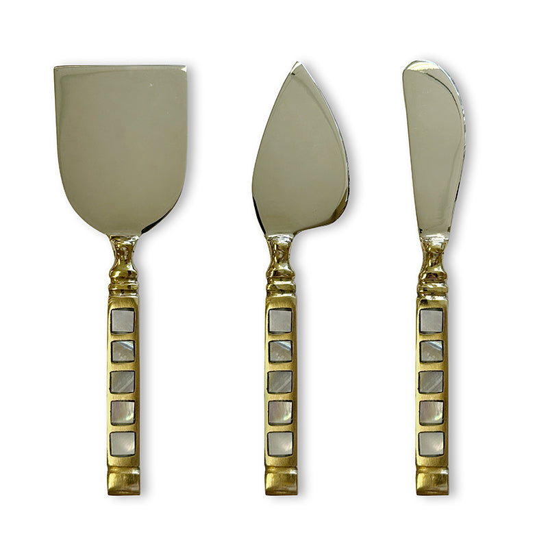 Eden Gold/Pearl Cheese Knife Set Of 3 - Madras Link