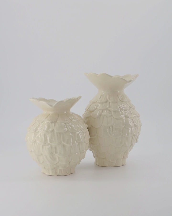 Maui White Crackle Vase Large
