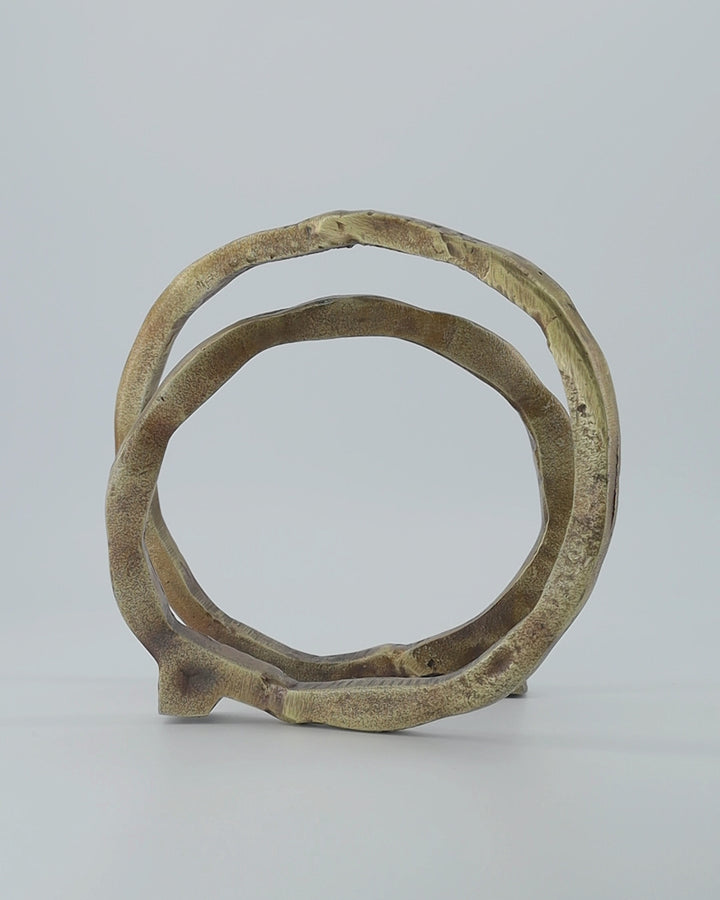August Abstract Antique Brass Sculpture