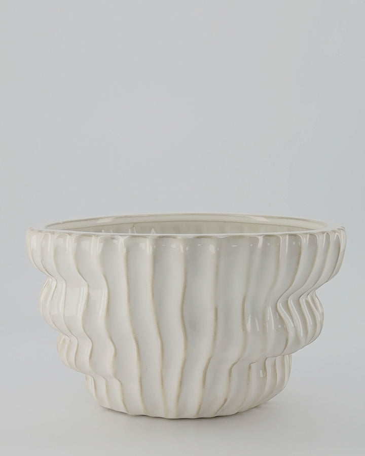 Somerset Ribbed White Planter